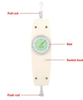 50N Analog Dynamometer Force Tester Push Pull Gauge Meter Handheld Design Mountable on Workbenches for Electronics Hardware and Auto Parts Industries Today, front view with dial