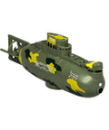 Compact 2.4G RC Submarine Boat With Long Range Remote For Indoor And Outdoor Water Fun, green camo design side view