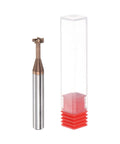 HarFington T-slot end mill cutting tool, 6mm shank, titanium-coated carbide, 4-flute; 2-piece set with plastic case