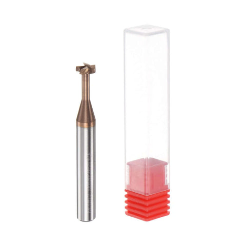 HarFington T-slot end mill cutting tool, 6mm shank, titanium-coated carbide, 4-flute; 2-piece set with plastic case