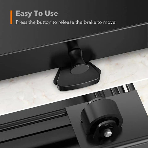 Close-up of brake button on K Cup Sliding Tray Organizer With Pull Out Pod Drawer For Keurig Coffee Maker No Hassle Rolling K Cup Storage