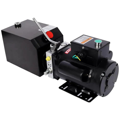 Essential 220V Hydraulic Power Unit Pump With 6 Quart Reservoir For Heavy Duty Car Lifts Dump Trailers And Auto Shop Equipment, 1100W copper motor.