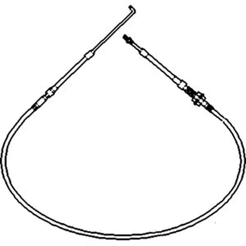 Beefed-Up Throttle Cable Replacement For 986 1086 1486 1586 3088 3288 3488 3688 5088 5288 5488 Tractors, 72 And A Half Inch Total Length, OEM 1251797C2 And 104079C1, Fits Hydro And Standard Models. Black throttle cable with curved ends.