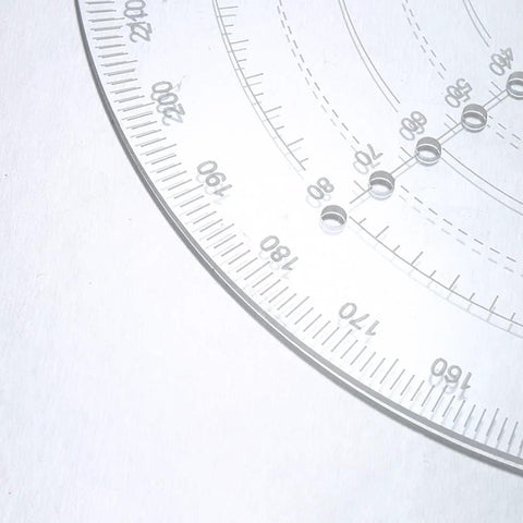 Clear acrylic round center finder compass for drawing circles; woodworking lathe tool.