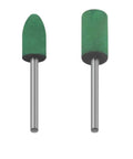 100 Piece Abrasive Rubber Mounted Points With 3mm Shank For Precision Grinding And Polishing, showcasing green rubber points.