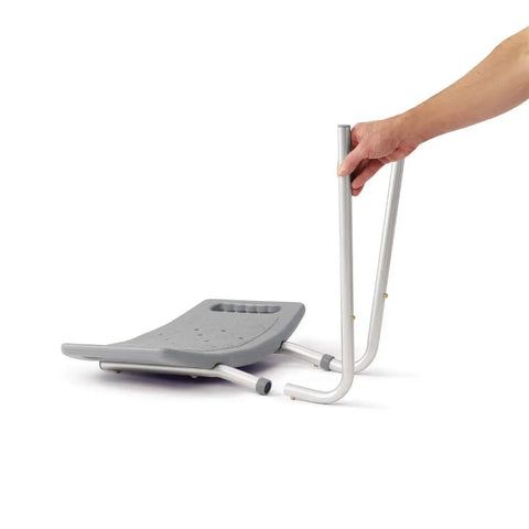 Person assembling Heavy Duty Bariatric Tub Transfer Bench With Anti Slip Suction Feet, Lightweight Yet Sturdy Bath Chair