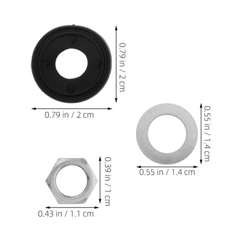 Quartz Clock Mechanism Parts Kit With Nuts And Washers, 20 Sets For DIY Clock Repair, Replacement Clock Movements, Easy Install For Quick Fixes, Includes Nut And Washer Hardware For Secure, Long Lasting Clock Repair, measured black nut and silver washer