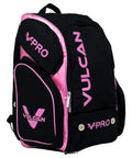VPRO Pickleball Backpack For On Court Gear, Dope Black Pink Sport Tote With Padded Laptop Compartment, Front Pockets