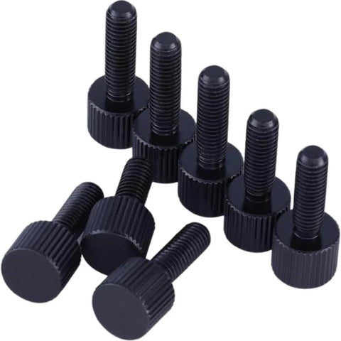 Black Stainless Steel Circle Thumb Screws Set Twenty Pieces M2 X 5mm Knurled Head Plain Type Metric Manual Adjustment Screws