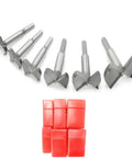 Heavy Duty Forstner Drill Bit Set 30 To 60 Mm Six Piece Kit Features carbide tips, HSS shank, and six red storage cases.