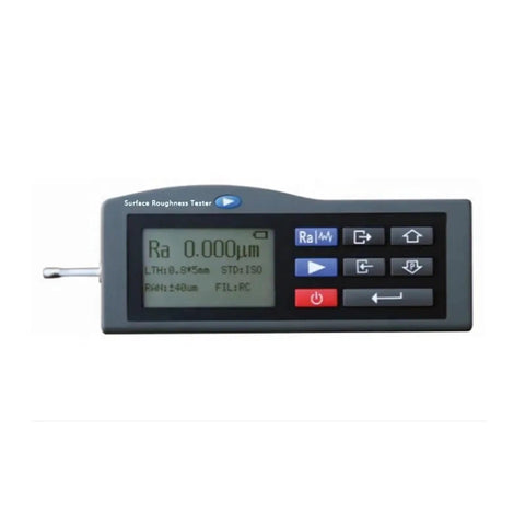Slick Digital Surface Roughness Tester With Crisp Color Screen And Smart Backlight For Dead On Readings Anytime showing display and controls.