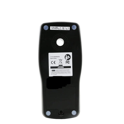 Dead Nuts Accurate Multifunction Wall Scanner And Stud Finder back view showcasing battery compartment and specifications.