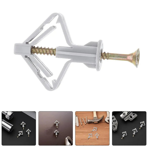 Close-up of a single anchor from the 50 Pack Drywall Butterfly Anchors Kit With Heavy Duty Steel And Plastic For Extra Holding Power