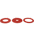 Rock Solid Router Table Insert Rings 3 Piece Set For Bosch RA1171 RA1180 RA1181 Models, three red precision replacement rings.