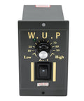Front view of control panel for Beefy 110V Gear Motor With Governor, 120W, 20Nm Torque, 0 To 45 RPM, with power switch and dial.
