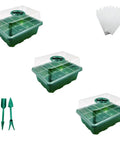 Three Pack Garden Propagator Germination Set With Adjustable Humidity Dome And Base Greenhouse Trays For Seed Starting