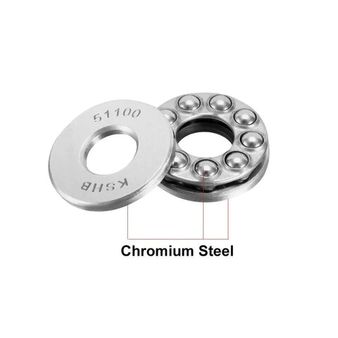 Hella Durable 51100 Thrust Ball Bearings 10Mm Bore 24Mm Outer Diameter 9Mm Chrome Steel ABEC 3 showing chromium steel and ball design.