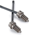Close-up of Front CVD Axle Shaft Set with Portal Drive Input Gear for 1 to 10 RC TRX 4, showing left and right steel axles.