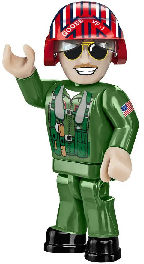 Goose figure from Top Gun F 14A Tomcat Fighter Plane Build Set 1 48 Scale 754 Piece Kit with military uniform and helmet.