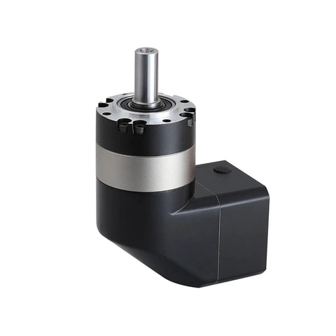 Badass 90 Degree Right Angle Planetary Gear Reducer With Hella Precise 50 To 1 Ratio For Nema 23 And Nema 34 Stepper Motors Plus 60 To 130 Mm Flange Servo Adapters Rock Solid Construction Delivers Smooth Power Flow, compact black gear unit