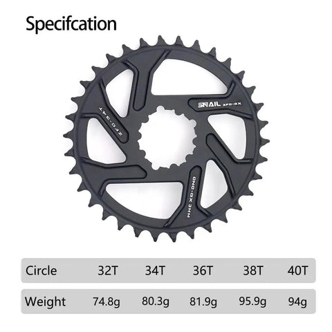 Direct Mount Chainring 34T Narrow Wide Teeth 3mm Offset CNC 7075 Aluminum for SRAM GXP Cranksets 1x Compatible Black