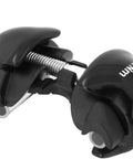 Close-up of WCS Alloy 1-Bolt Seatpost Clampset for 7x9.6 Rails in black, showing lightweight aluminum construction and secure grip features.