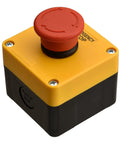 Industrial Red Mushroom Emergency Stop Switch Station 1NO 1NC DPST Push Button Switch Latch Action 660V 10A Waterproof Box Enclosure