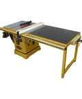 Heavy Duty 10 Inch Table Saw With Rolling Workbench, 50 Inch Rip Capacity, 5 Horsepower 3 Phase Motor, Digital Readout Plus Cast Iron Trunnion A Real Shop Beast on mobile base.