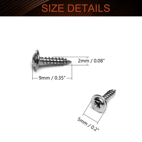 Size details of 50 Pack of M2 x 8mm Phillips Pan Head Self Tapping Screws With Integrated Washer Heavy Duty Kit.