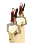 6 Inch C Clamp Face Locking Pliers With Swivel Pads For Heavy Duty Grip Like A Boss And Locking Power, Clamp Bulky Workpieces Up To Two And A Quarter Inches Thick, 26 Inch Length, Two Inch Jaw Depth, Durable Construction on wood board