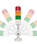 LED Warning Lights Multi Layer Industrial Signal Light With Tri Color Red Yellow Green Indicators showing 90-degree rotation angles