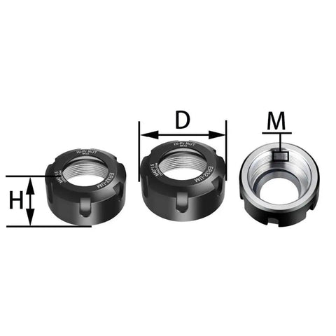 Top Tier Lathe Milling Tool ER25 ER32 ER40 Collet Nuts For CNC Engraving Machine High Strength Alloy Steel 32xM40x1.5 White, various views of collet nuts