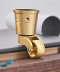 Heavy Duty Universal Caster Wheels For Furniture Cabinet With 360 Degree Swivel Solid Brass Anti Oxidation Finish Round Square Cup Base Roll Smooth Set Of Four Durable Moving Furniture Casters close-up showing solid brass design