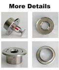 Detailed view of Six Pack Heavy Duty Fire Sprinkler Head Covers With Slick Electroplated Coating And Adjustable Height Flush Mount Design.