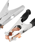 Heavy Duty 500 Amp Welding Ground Clamp with braided copper and rubber grip, size 7.9x3.5x1.2 inches, two clamps shown