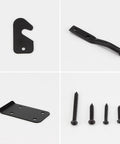 Components of the Heavy Duty Sliding Gate Hardware Kit With Adjustable Corner Braces And Gate Frame Brackets Rail Kit For Wooden Fences
