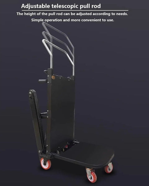 Heavy Duty Electric Stair Climber Hand Truck With Brushless Motor And Crawler Wheels For Moving Furniture Safely Up Or Down Steps No Assembly Needed At All with adjustable telescopic pull rod.