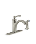 Linwood Single Handle Kitchen Faucet With Sprayer In Vibrant Stainless Finish High Arc Spout Easy Clean Ceramic Cartridge