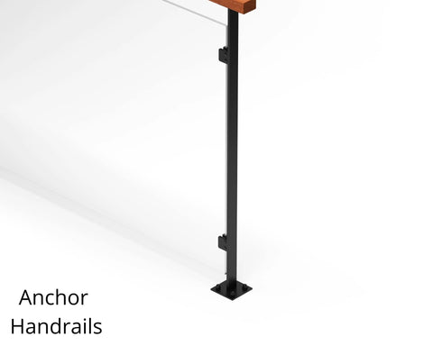 Twenty Premium Zinc Plated Carbon Steel Drop-In Anchors For Concrete Use With 1/4-20 Bolts, 1 Inch Hole Depth And 3/8 Inch Hole Diameter, Knurled Locking Design For Secure Expansion, RoHS Compliant Pack Of 20 shown anchoring handrail to floor.