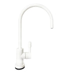 Contemporary Cold Water Dispenser Faucet With 11 Inch Tall Body, 5.75 Inch Gooseneck Reach, Single Lever Handle, Solid Brass Construction, Powder Coat White Finish, Sleek For Kitchen Or Bar