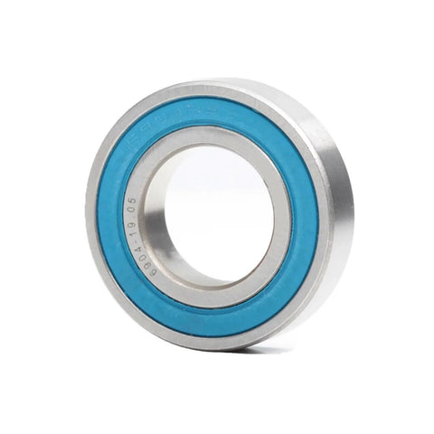 Angled front view of 6904 RS ball bearing with blue seal, 19.05x37x9 mm