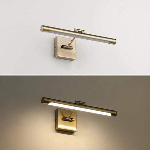 LED Picture Light For Paintings Bronze Finish 16.5 Inch Swing Arm Wall Light illuminated and unlit view