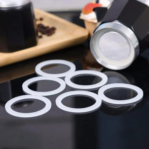 Six Pack Food Grade Silicone Gasket Rings Replacement For Aluminum Stovetop Coffee Makers And Moka Pots Three Cup Size Durable Seal