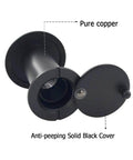 Ultra HD Door Peephole Viewer Built Tough In Solid Brass With Heavy Duty Rotating Privacy Cover, Black, shown with labels for components