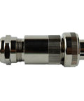 Top Shelf Heavy Duty 7 Pin Metal Hydraulic Proportional Valve Connector IP67 Rated with a chrome finish, used in hydraulic systems.