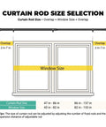 Adjustable Traverse Curtain Rod With Track System Extends From 47 To 86 Inches For Thick Curtains Up To 40 Lbs In Black Aluminum Heavy Duty And No Fuss Easy Install size chart for window overlap