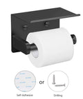 Self Adhesive Or Drilling Toilet Paper Holder With Built In Phone Shelf, Stainless Steel Wall Mounted, Rustproof Black Bathroom Tissue Roll Holder