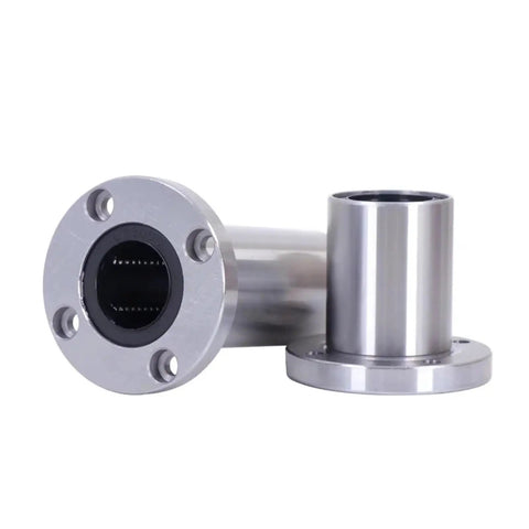 Ball Bearing LMF6-60LUU For 3D Printer And CNC Router Shaft, Pro Grade Linear Guide Bearing With Ultra Smooth Motion, Low Friction, Easy Install, Durable Steel Build For Reliable Precision And Long Life. Silver steel flange bearing for 3D printer and CNC router shafts.