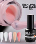 Pink self-leveling builder gel with nail color samples, part of Nail Recovery System With Hema And TPO Free Formula Four Step Kit.