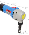 Lmaoss 500W Electric Sheet Metal Nibbler Cutter With 2000Rpm High Speed For Steel Aluminum And 16 Gauge Thick Metal, side view with dimensions.